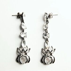 Zara Gothic Spider Crystal Dangle Earrings NWT